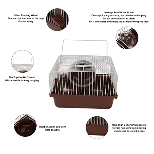 Hamster Cage Portable Outdoor Exercise Yard Fence Top Cover Anti Escape,Hamster Cage Breathable Portable Small Animal House with Water Bottle Bowl Running Wheel for Guinea Pig