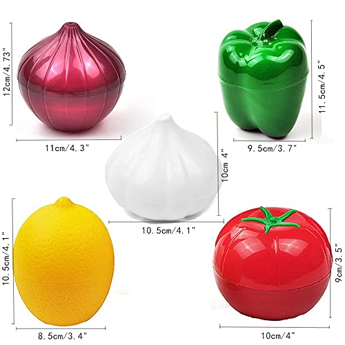 OUKEYI 5Pieces Fruit and Vegetable Storage Containers Reusable Refrigerator Box Storage Bowls Saver Holder Keeper for Green pepper,