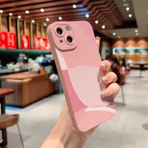 YKCZL Compatible with iPhone 13 Case 6.1 Inch, Cute Painted Art Full Camera Lens Protective Slim Soft Shockproof Phone Case for Women Girl-Pink