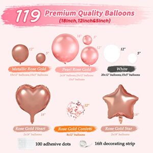 Rose Gold Balloon Arch Kit, JOGMAS 5/12/18 Inch Rose Gold Balloon Garland Kit with White Rose Gold Confetti Balloons for Woman Princess Girl Birthday Engagement Wedding Theme Party Decorations