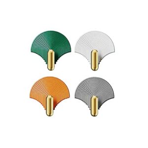jcyuani self adhesive hooks fan shape decorative hooks waterproof towel hooks for bathrooms for hanging bags keys coats towels, kitchen tools multi-purpose non-perforated wall-mounted hooks set of 4
