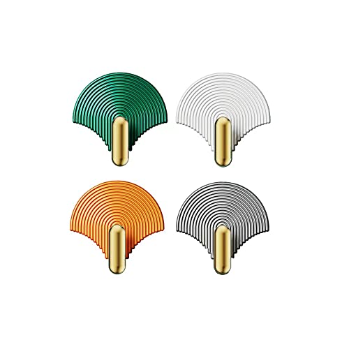 JCYUANI Self Adhesive Hooks Fan Shape Decorative Hooks Waterproof Towel Hooks for Bathrooms for Hanging Bags Keys Coats Towels, Kitchen Tools Multi-Purpose Non-Perforated Wall-Mounted Hooks Set of 4