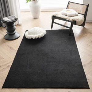 livebox fluffy shaggy area rug for living room,4x6 feet black shag washable rug for bedroom, non shedding and non slip nursery rug for kids baby,faux wool rug carpet for teen's room