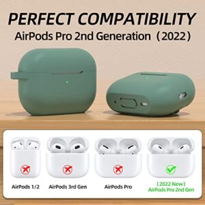 Joosko for Airpods Pro 2nd Generation Case Cover 2022, Soft Silicone Shock Absorbing Case with Keychain for Apple AirPods Pro 2 for Women Men. [Front LED Visible]