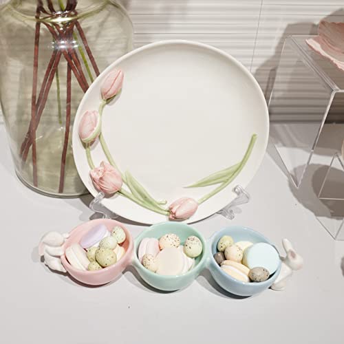 Newman House Studio Easter Candy Dish Nut Bowl - Home Decorations Three Snack Serving Dish Gifts for Snacks and Cookies 14.2" L x 3.9" W x 3.3" H