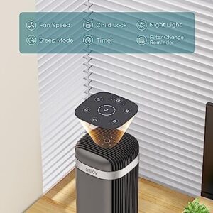 Air Purifiers for Bedroom: Welov H13 True HEPA Air Purifiers for Pets Allergens Removal to 0.1 Microns, 23db Quiet, Night Light, Air Cleaner Odor Eliminator for Pet Hair Pollen Smoke Dust, Ozone Free