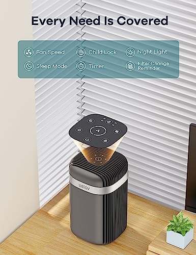 Air Purifiers for Bedroom: Welov H13 True HEPA Air Purifiers for Pets Allergens Removal to 0.1 Microns, 23db Quiet, Night Light, Air Cleaner Odor Eliminator for Pet Hair Pollen Smoke Dust, Ozone Free