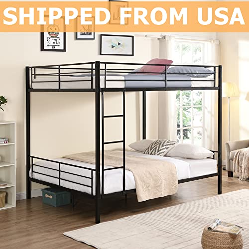 Queen Bunk Beds for Adults, Higher Quality Queen Over Queen Bunk Bed, Heavy Duty Metal Queen Bunk Bed Size for Adults and Kids, Modern Style Bunk Bed Queen Over Queen, Easy Assemble Space Saving