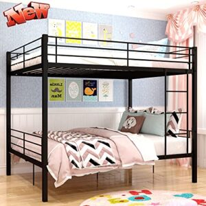 queen bunk beds for adults, higher quality queen over queen bunk bed, heavy duty metal queen bunk bed size for adults and kids, modern style bunk bed queen over queen, easy assemble space saving