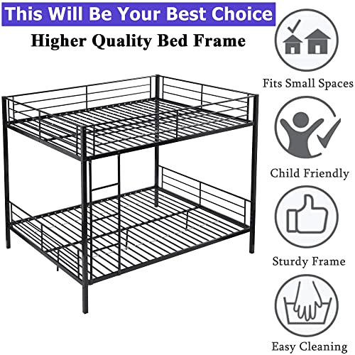 Queen Bunk Beds for Adults, Higher Quality Queen Over Queen Bunk Bed, Heavy Duty Metal Queen Bunk Bed Size for Adults and Kids, Modern Style Bunk Bed Queen Over Queen, Easy Assemble Space Saving