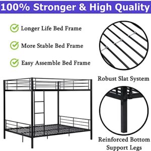 Queen Bunk Beds for Adults, Higher Quality Queen Over Queen Bunk Bed, Heavy Duty Metal Queen Bunk Bed Size for Adults and Kids, Modern Style Bunk Bed Queen Over Queen, Easy Assemble Space Saving