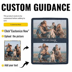 DIYKST Custom Blankets with Photos and Text Customized 2 Photoss Collage Blanket Personalized Pictures Throw Blanket for Family Memory Birthday Halloween Christmas Fathers Day 40"×50"