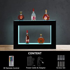 ROVSUN Wall Mounted LED Lighted Liquor Bottle Display Shelf 36 Inch Bar Shelf with Remote Control, Illuminated Liquor Shelves LED Bar Shelves Man Cave Bar Accessories Commercial Home