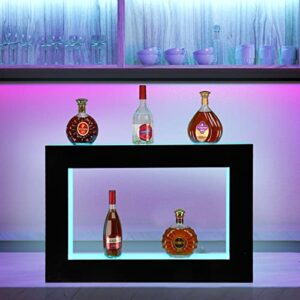 ROVSUN Wall Mounted LED Lighted Liquor Bottle Display Shelf 36 Inch Bar Shelf with Remote Control, Illuminated Liquor Shelves LED Bar Shelves Man Cave Bar Accessories Commercial Home