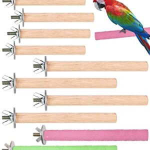 10 Pack Bird Perch, Bird Stand Set Bird Cage Accessories Natural Wood Toy Perch Parrot Toys Natural Branch Standing Stick for Budgies Love Birds Finches Small and Medium-Sized Bird Toys