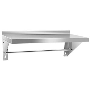 HXCFYP Stainless Steel Shelf 12 x 36 Inches 280 lb, NSF Commercial Wall Mount Floating Shelving for Restaurant, Kitchen, Home and Hotel