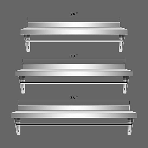 HXCFYP Stainless Steel Shelf 12 x 36 Inches 280 lb, NSF Commercial Wall Mount Floating Shelving for Restaurant, Kitchen, Home and Hotel