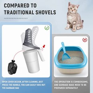 DVDGSC Cat Litter Scoop Integrated: Cat Poop Scooper with 150 Refill Bag - Kitty Litter Shovel with Litter Box with Holder - Cats Litter Scooper with Waste Container