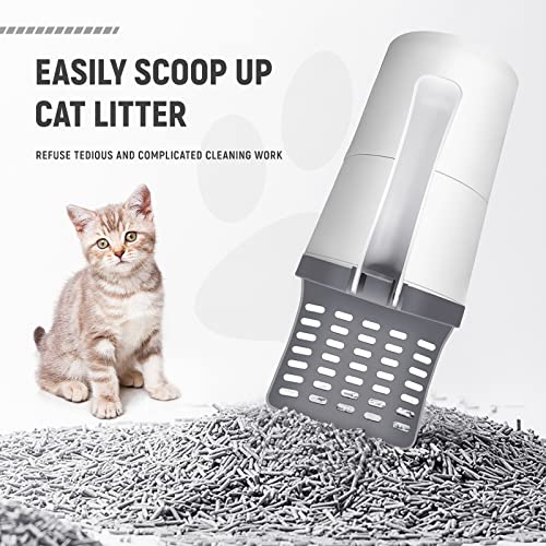 DVDGSC Cat Litter Scoop Integrated: Cat Poop Scooper with 150 Refill Bag - Kitty Litter Shovel with Litter Box with Holder - Cats Litter Scooper with Waste Container