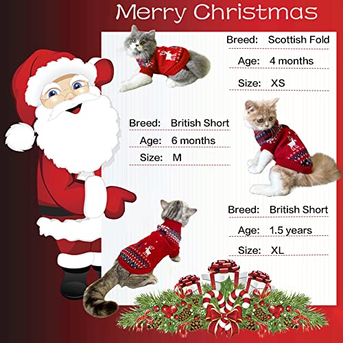 Vehomy 2Pcs Pet Christmas Sweaters Dog Christmas Sweater Kitten Cat Xmas Cat Turtleneck Knitwear Shirt with Snowflake Elk Pattern Dog Puppy Christmas Clothes Outfit Costume for Small Dogs S