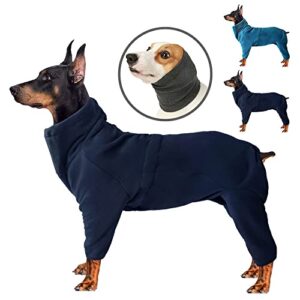 yohod dog winter coat, soft fleece pullover pajamas, pet windproof warm cold weather jacket vest cozy onesie jumpsuit apparel outfit clothes for small, medium, large dog walking hiking travel sleep