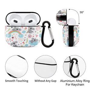 Cute Koala and Colorful Rainbow AirPods 3 Case Cover Gifts with Keychain, Shock Absorption Soft Cover AirPods 3 Earphone Protective Case for Men Women