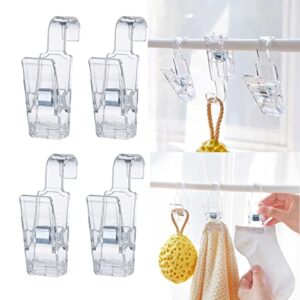 tinkeep large laundry hook clothes pins 4pcs sock clip laundry clips with springs, strong plastic clothes drying line pegsfor home kitchen outdoor trip (4)