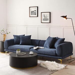 LyuHome Modern Sofa loveseat, 3 Seat Sofa Couch for Living Room, Comfy Couch, Deep Seat Sofa, mid-Century upholstered Sofa for Bedroom, Apartment 107inch (Blue)