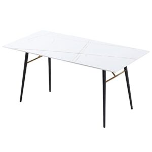 homsof ceramic tile small space dining table walnut desk top for kitchen living room or office, 70", white 1