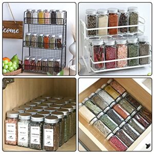 CUCUMI 18 Pcs Spice Jars with Labels, 4oz Empty Square Spice Bottles with Shaker Lids, Airtight Metal Caps, Collapsible Funnel, Chalk Pen, Seasoning Containers for Spice Rack, Drawer, Cabinet