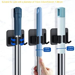 4 Pack Broom Holder Wall Mount, Broom Holder, Mop and Broom Holder Wall Mount, Broom Organizer Wall Mount, Broom Hanger Wall Mount, Mop Holder, Broom Holder Wall Mount Self Adhesive for Kitchen Toilet Storeroom