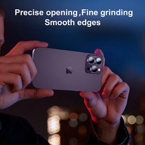 BAZO for iPhone 14 Pro/iPhone 14 Pro Max Camera Lens Protector, [Drop Protection] 9H Tempered Glass Camera Cover Screen Metal Ring Case Friendly Scratch Resistant Easy to Install – Purple