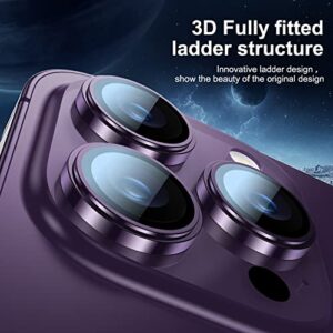 BAZO for iPhone 14 Pro/iPhone 14 Pro Max Camera Lens Protector, [Drop Protection] 9H Tempered Glass Camera Cover Screen Metal Ring Case Friendly Scratch Resistant Easy to Install – Purple