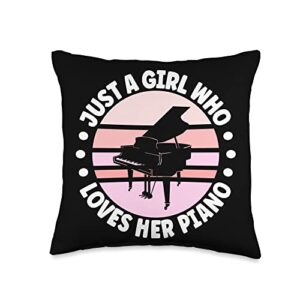music player piano accessories outfit piano player apparel keyboard pianist for women throw pillow, 16x16, multicolor
