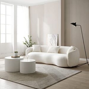 LyuHome Curved Sofa Couch for Living Room, Small Cream Couch, Mid-Century Modern Comfy Cloud Couch for Small Spaces,Bedroom Apartment 94" Beige