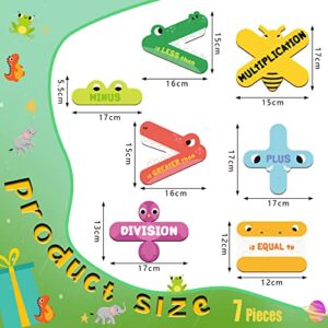 7 Pcs Math Sign Magnetic Teacher Tools Greater Than and Less Than, Plus, Minus, Equal To, Multiplication, Division Teacher Magnets Animal Math Magnets for Classroom Help Kids Learn and Understand Math