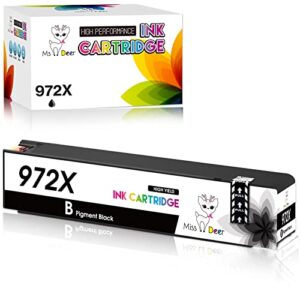 miss deer upgraded compatible 972x black ink cartridges replacement for hp 972 x 972a high yield for hp pagewide pro 477dw 577dw 452dn 452dw 477dn 552dw mfp p55250dw p57750dw printers (1 black)