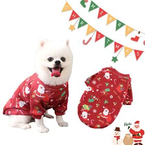 aimondow pet dog christmas clothes costume, xmas holiday santa warm soft puppy sweater, christmas party cosplay costumes for small medium dogs and cats (printed, medium)