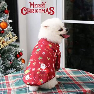 Aimondow Pet Dog Christmas Clothes Costume, Xmas Holiday Santa Warm Soft Puppy Sweater, Christmas Party Cosplay Costumes for Small Medium Dogs and Cats (Printed, Medium)