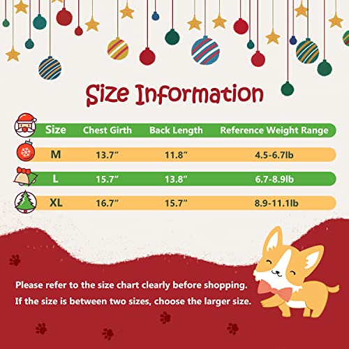 Aimondow Pet Dog Christmas Clothes Costume, Xmas Holiday Santa Warm Soft Puppy Sweater, Christmas Party Cosplay Costumes for Small Medium Dogs and Cats (Printed, Medium)