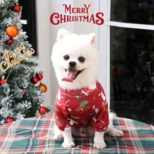 Aimondow Pet Dog Christmas Clothes Costume, Xmas Holiday Santa Warm Soft Puppy Sweater, Christmas Party Cosplay Costumes for Small Medium Dogs and Cats (Printed, Medium)