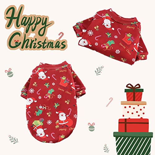 Aimondow Pet Dog Christmas Clothes Costume, Xmas Holiday Santa Warm Soft Puppy Sweater, Christmas Party Cosplay Costumes for Small Medium Dogs and Cats (Printed, Medium)