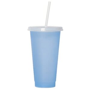 701-800ml Plastic Cup Single-layer Reusable Food Grade High Capacity with Cover Drink Water Multicolor PP Temperature Sensitive