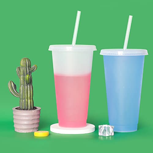 701-800ml Plastic Cup Single-layer Reusable Food Grade High Capacity with Cover Drink Water Multicolor PP Temperature Sensitive