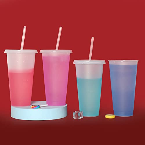 701-800ml Plastic Cup Single-layer Reusable Food Grade High Capacity with Cover Drink Water Multicolor PP Temperature Sensitive