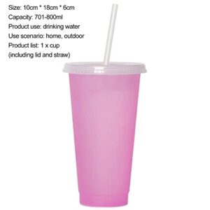 701-800ml Plastic Cup Single-layer Reusable Food Grade High Capacity with Cover Drink Water Multicolor PP Temperature Sensitive