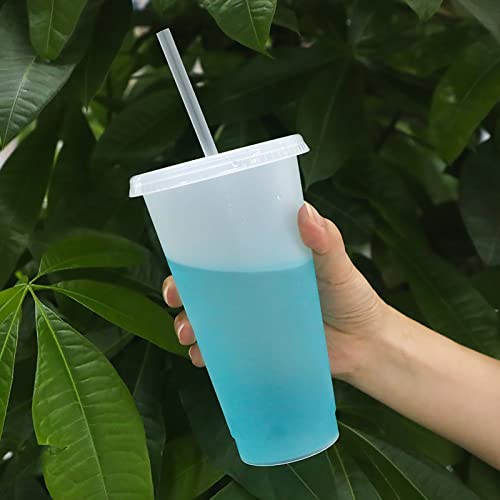 701-800ml Plastic Cup Single-layer Reusable Food Grade High Capacity with Cover Drink Water Multicolor PP Temperature Sensitive