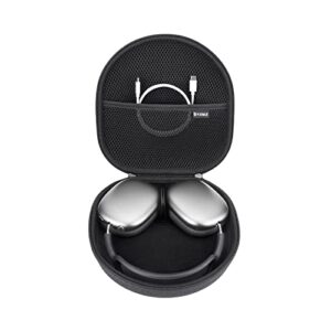 yinke smart case for apple airpods max supports sleep mode, hard organizer portable carry travel cover storage bag (black)