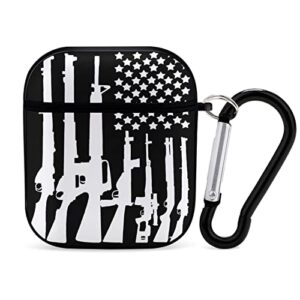 american gun flag compatible with airpods 2nd 1st generation case cover cute funny shockproof protector for men women