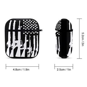 American Gun Flag Compatible with AirPods 2nd 1st Generation Case Cover Cute Funny Shockproof Protector for Men Women